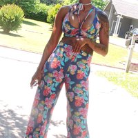 Printed Palazzo Pants w/matching Bralette - Thumbnail 2