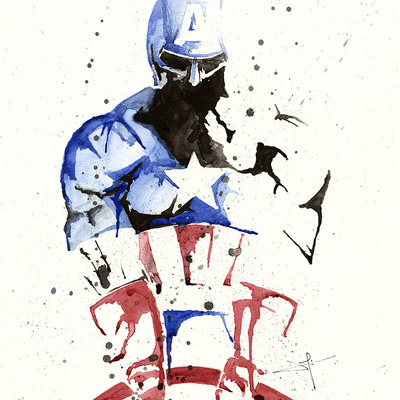 Captain america with shield - splatter print