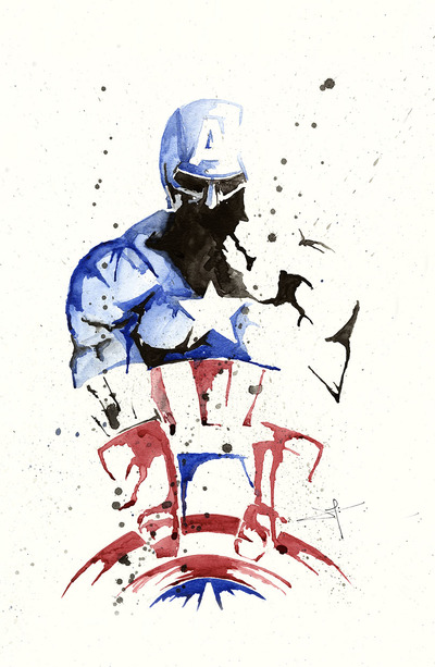 Captain America with Shield - Splatter Print