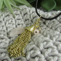 Gold Tassel & Rose Quartz - Thumbnail 1