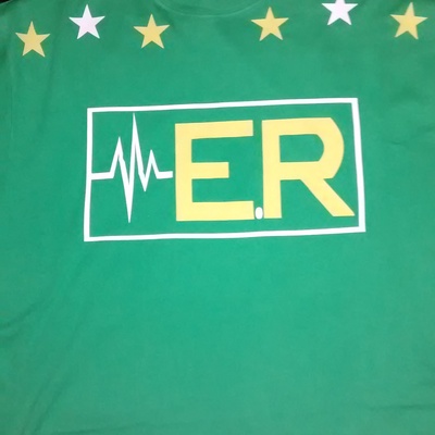 E.r (green,lemonyellow&white) (emt) t-shirt.