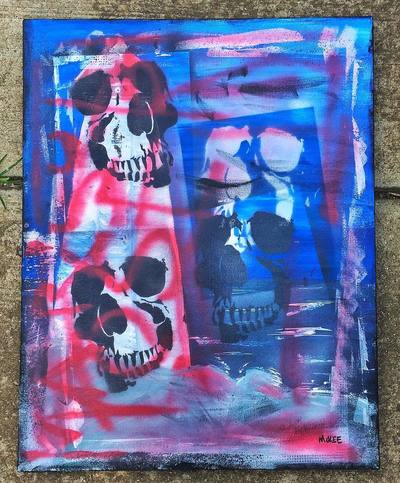 Marisol McKee Art - "Untitled" Spray Can Skull Canvas