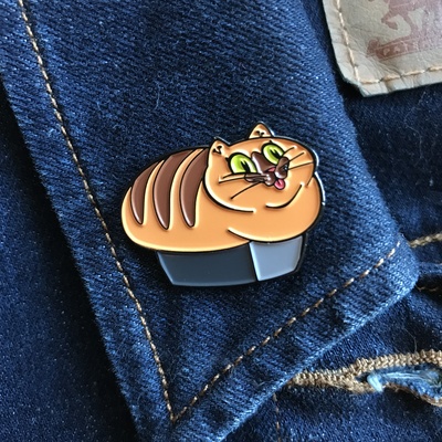 Cat loaf enamel pin