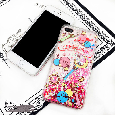 Sailor moon quicksand phone case for iphone 6/6s/6plus/7/7plus/8/8p/x