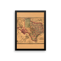 Framed 1866 Schonberg Map of Texas - Thumbnail 3