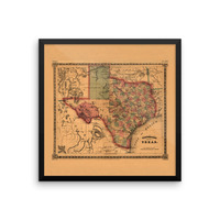 Framed 1866 Schonberg Map of Texas - Thumbnail 6