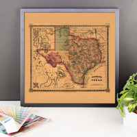 Framed 1866 Schonberg Map of Texas - Thumbnail 7