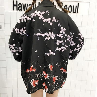 Goldfish and flowers kimono jacket