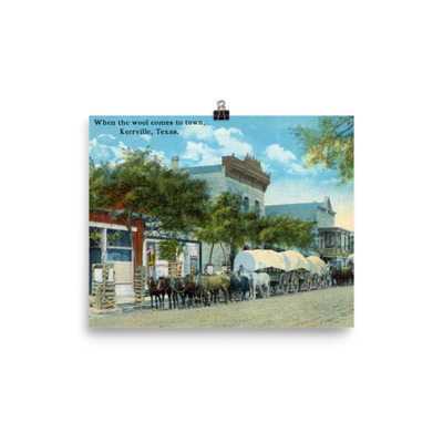 Kerrville, 1900: wool wagons on water street