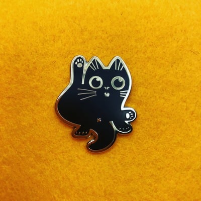 Busted Enamel Pin Black Silver