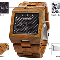 Natural Wood Japan Quartz Watch for Men! - Thumbnail 1