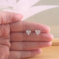 925 Silver Cz Heart Stud Earings/Sterling Silver Heart Earrings/Heart Jewellery/Heart Jewelry/Heart Jewelery/Love Heart Earrings/Heart Studs - Thumbnail 1