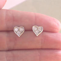 925 Silver Cz Heart Stud Earings/Sterling Silver Heart Earrings/Heart Jewellery/Heart Jewelry/Heart Jewelery/Love Heart Earrings/Heart Studs - Thumbnail 2