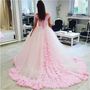 Light Pink Off the Shoulder  Ball Gown Prom Dresses for Women-1