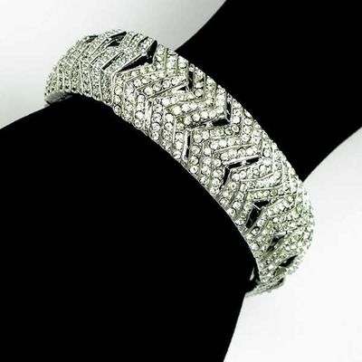 Silver crystal open bangle bracelet