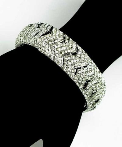 Silver Crystal open Bangle Bracelet