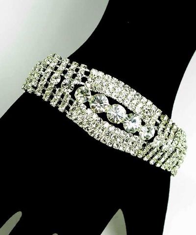 Silver w/Clear Rhinestone Bracelet