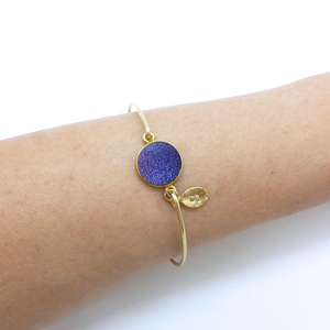 Personalized Initial Purple Druzy Bangle  - Thumbnail 2