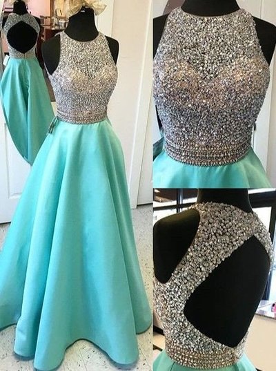 long blue Prom Dresses,A-line prom dress,charming prom Dress,backless prom dress,PD1702706