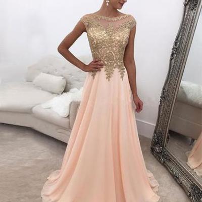 Pink a line round neck chiffon long prom dress, pink evening dress,pd1702710 - Thumbnail 5