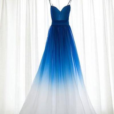 Unique royal blue v neck chiffon long prom dress, evening dress,pd1702712 - Thumbnail 5