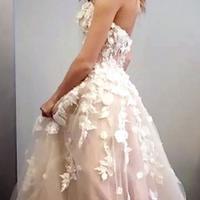 Champagne sweetheart neck tulle lace long prom dress, evening dress,PD1702713 - Thumbnail 1