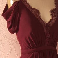Simlp burgundy  lace chiffon long prom dress, burgundy bridesmaid dress - Thumbnail 2