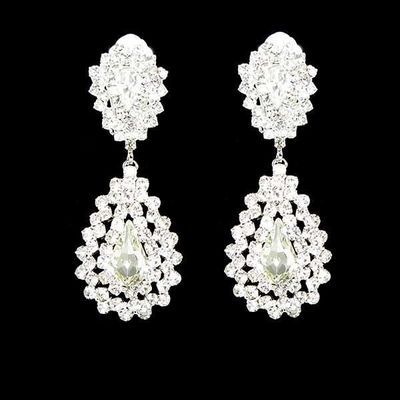Silver w/rhinestone & pearl clip-on earrings