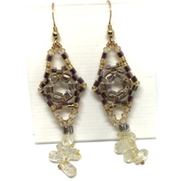 Citrine gemstone drops from Golden Woven Earrings on Gold Filled Ear Hooks - Thumbnail 1