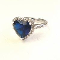 Silver Heart Shape Rhinestones Ring - Heart Stone Ring - Heart Ring - Thumbnail 3