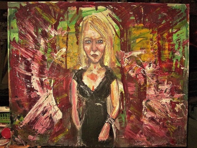 "Suzi exhales" + 3 pencil crayon drawings 