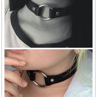 Round leather choker