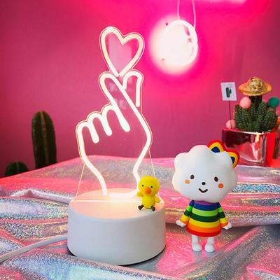 Fingers heart led night light home decor