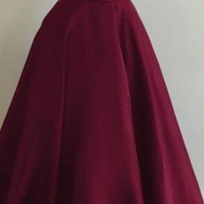 A-line two-piece simple v-neck burgundy long prom dress