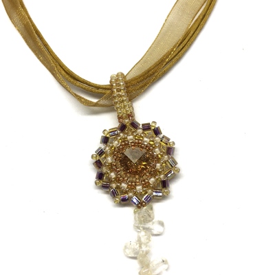 November topaz color crystal and gemstone citrine cascade pendant