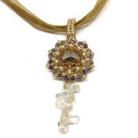 November Topaz Color Crystal and Gemstone Citrine Cascade Pendant - Thumbnail 2