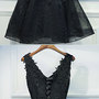 Cute Black V Neck Lace Short Prom Dress, Homecoming Dresses-4
