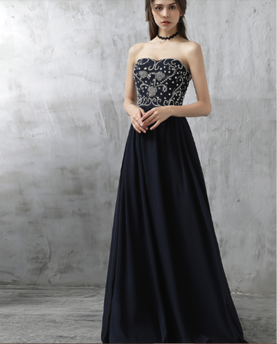 Dark Navy Sweetheart Prom dress, sexy prom dress,Evening Dress,Charming prom dress, long prom dress,prom dresses, elegant prom dress, prom dress Z119
