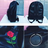 Black Rose O-ring Unisex Backpack - Thumbnail 4