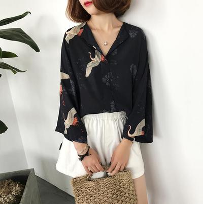 Crane Printed Chiffon Blouse