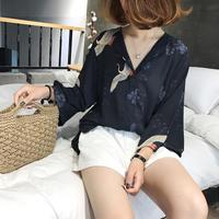 Crane Printed Chiffon Blouse - Thumbnail 1