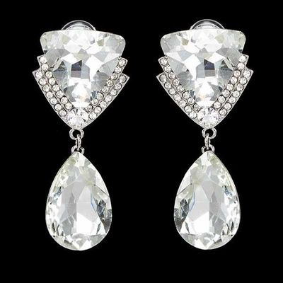 Silver w/clear gorgeous austrian crystal clip-on earrings