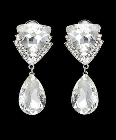 Silver w/Clear Gorgeous Austrian Crystal Clip-on Earrings