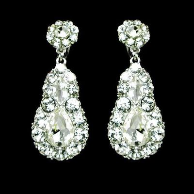 Silver w/rhinestone clip-on earrings 