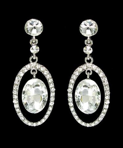 Silver w/Rhinestone Earrings 