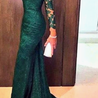 Long sleeves court train mermaid lace prom dress,cheap evening dress,long prom dress,prom dress cheap - Thumbnail 4