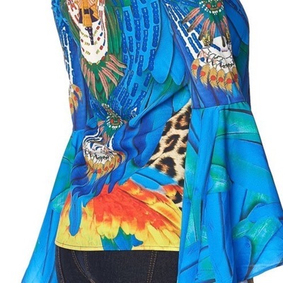 Tribal print top with bell sleeves