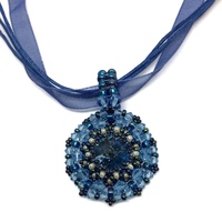 March Aquamarine Color Swarovski Crystal Woven Pendant - Thumbnail 1