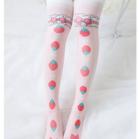 Harajuku sweet strawberry bow tube stockings - Thumbnail 2