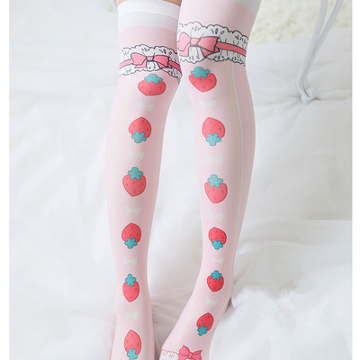 Harajuku sweet strawberry bow tube stockings